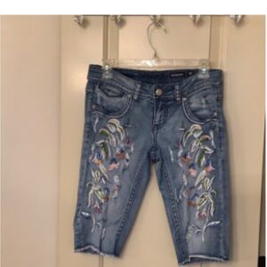 Embroidered Denim Shorts